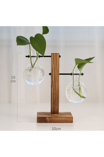 Choice Style 3 Creative Wooden Frame Hydroponic Vase, Green Pineapple Glass Vase, Flower Arrangement Contai