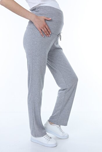 Luvmabelly Myra8501 Adjustable Waist Maternity Casual Home Pants -grey