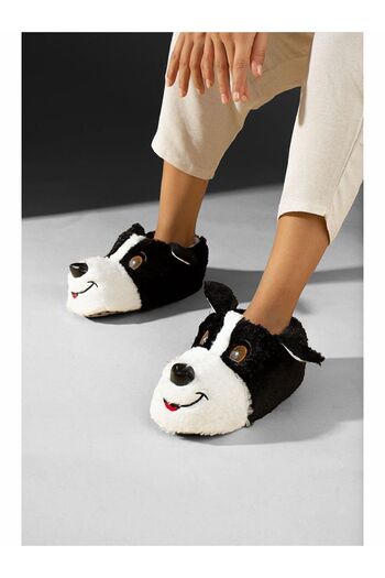 İpek Unisex Silk Dog Plush Fluffy Lightweight Home Shoes - Slippers (Buy One Size Larger)