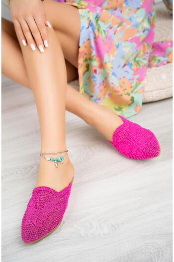 Aymood Braided Closed-Front Slippers 402 Pink Textile