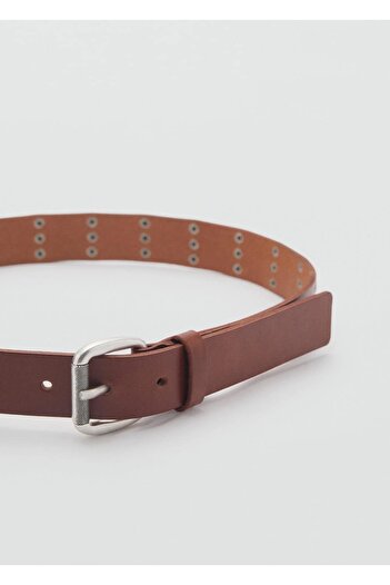 MANGO Woman Leather Belt with Studs