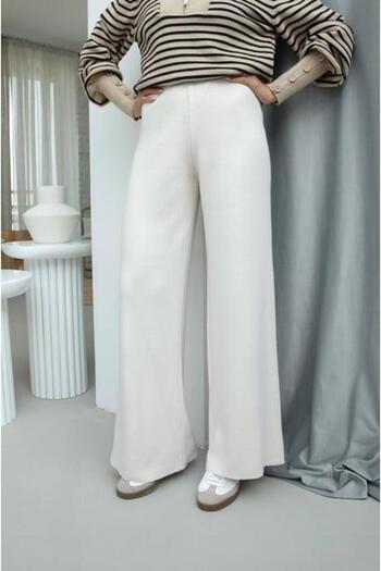 ASEL FASHİON KNITWEAR TROUSERS STEEL KNITTED ECRU