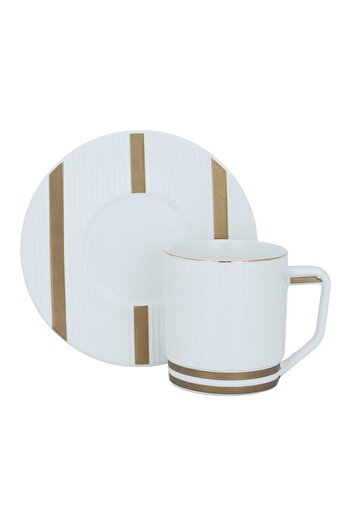 Alsaif Gallery A set of white and gold porcelain coffee cups and saucers, 12 pieces