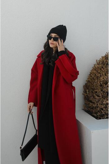Havoş Burgundy Sle Detailed Textured Premium Coat
