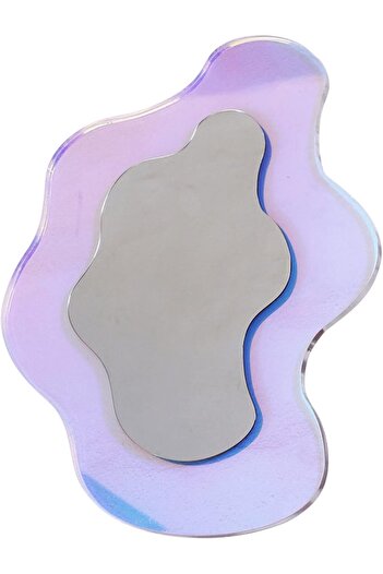 COOYA 40*38 Cm Acrylic Mirror, Frameless Irregular Wave Shape, Can Be Desktop, Suitable for Bedroom