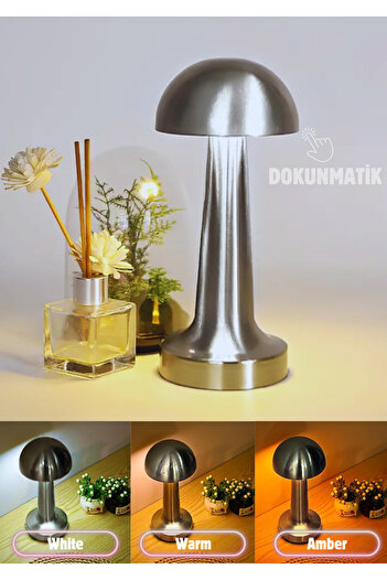 Unichrome Lizbon 3 Işık Renkli Şarjlı Dim Edilebilir Metal Masa Lambası Silver