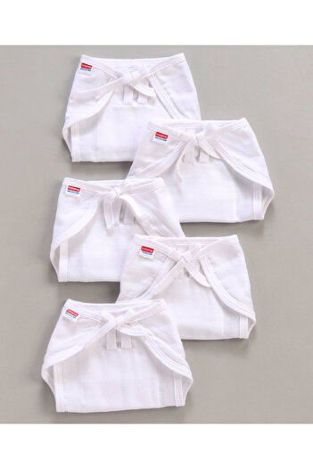 Babyhug Babyhug Medium U-Shape Reusable Muslin Nappies 5-12 Months White Lace - Eco-friendly Pack of 5