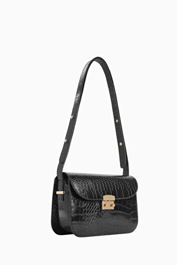 Tuğba Çapraz Askılı Flap Çanta - Siyah