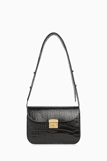Tuğba Çapraz Askılı Flap Çanta - Siyah