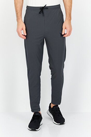 Tapout Men Regular Fit Brand Logo Sweatpants, Dark Grey