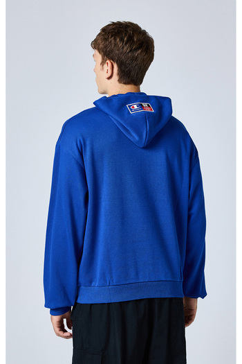 Champion Modern Basket Hooded Sweatshirt Mavi Erkek Kapüşonlu Sweatshirt-219792-BS003