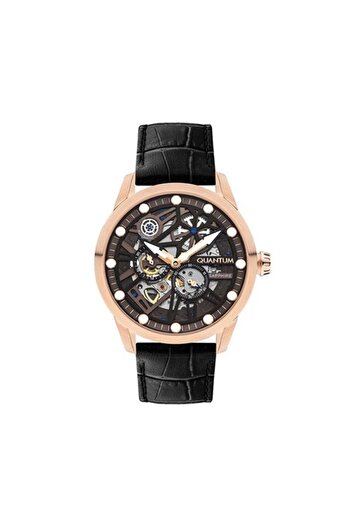 Quantum QMG1120CRC.455 Otomatik Deri Siyah Safir Cam 46 mm Erkek Kol Saati