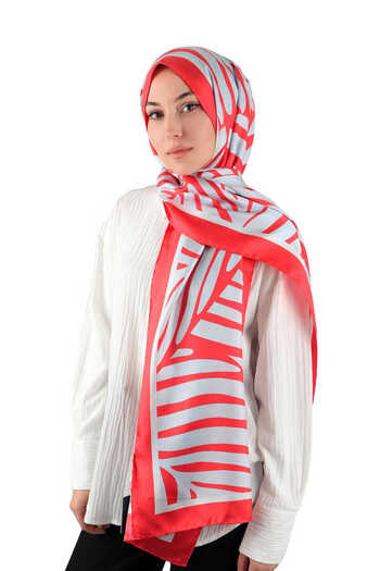 Bursa İpek Coral Ekin Pattern Twill Silk Shawl