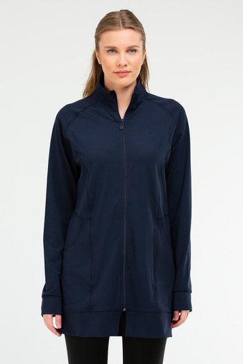 speedlife Navy Blue Micro Stand Collar Women's Tunic - Sc1086