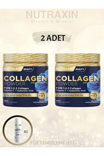 Nutraxin Gold Quality Collagen Powder - 300Gr, Type Ii - Iii Collagen Peptide Containing Powder (2 Pieces)
