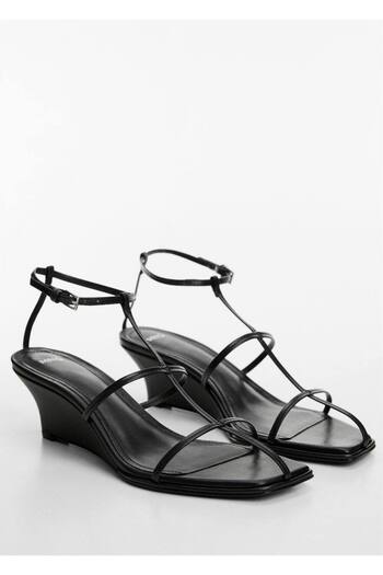 MANGO Woman Leather banded sandals