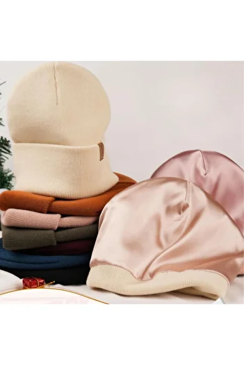 silkworm 100% Silk Lined White Beret with 2 Pure Silk Buckles