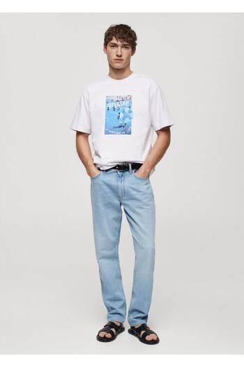 MANGO Man T-Shirt aus Baumwolle mit Zeichnungsmuster