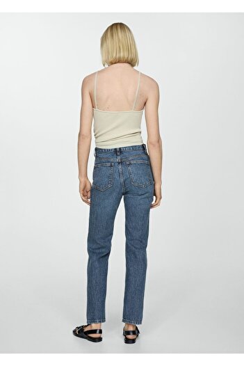 MANGO Woman Orta bel düz kesim jean