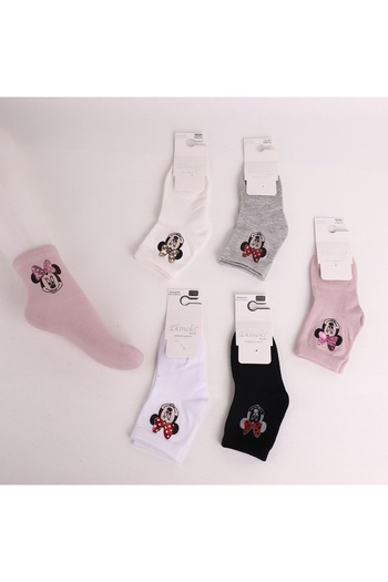 ekinoks socks Памучни чорапи за момичета с принт на Мики Маус от 2 бр. (ЦЕНАТА Е ЗА 2 БРОЯ)