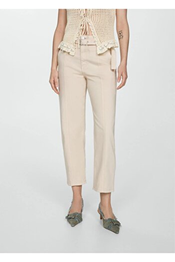 MANGO Woman Pantaloni de jeans cu talie întoarsă