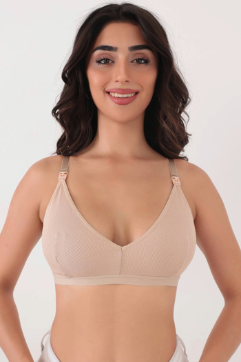 Brandpanty Nude Cotton Nursing Bra Without Underwire - Holly 5631086