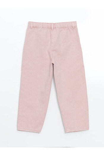 LC Waikiki Lcw Kids Pink Embroidered Girl's Pants with Adjustable Waist