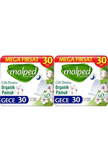Molped Pure&Soft Sanitary Pad Night 60 (2Pk*30) Piece Mega Pk