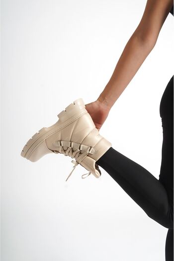 sefayol Γυναικείες μπότες χιονιού Marcy Beige Parachute Matte Leather