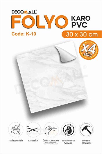 senavia farkınızı yansıtın K-10 Karo Folyo Kendinden Yapışkanlı Zemin Fayans Banyo Duvar Kaplama Suya Dayanıklı 30x30CM