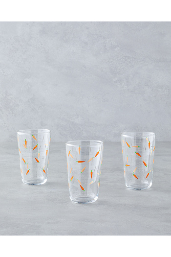 English Home Orange Carrot Glass Set of 3 400 ml Glasses