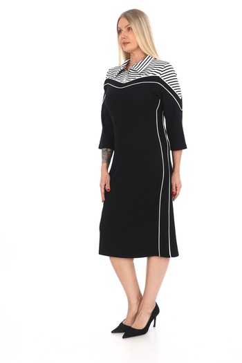 etselements Flexible Dress with Zippered Neck Piping Detail