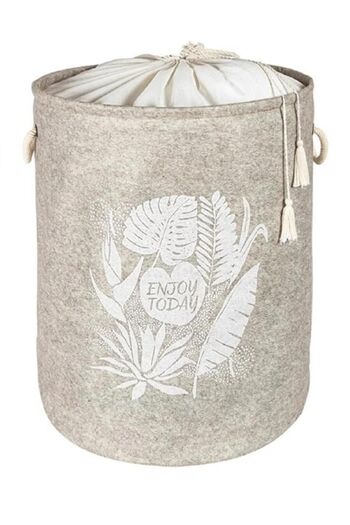 Pikas Felt Round Bag Toy, Laundry Basket Room, Bathroom Organizer Beige