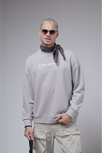Butik TREND BİZ Велосипедний комір з переднім натиском, надрукований на великому розмірі, світшот