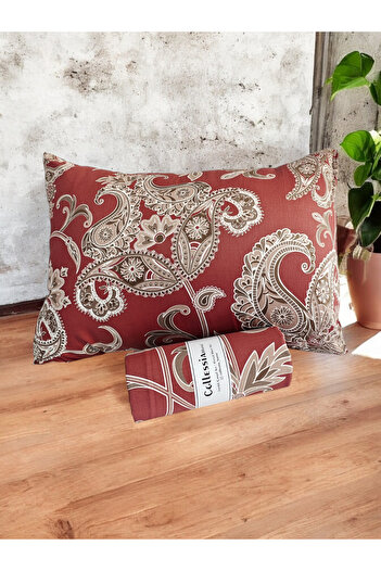 CollessiaHome Burgundy Single Fitted Sheet Set - 100% Cotton Satin Patterned