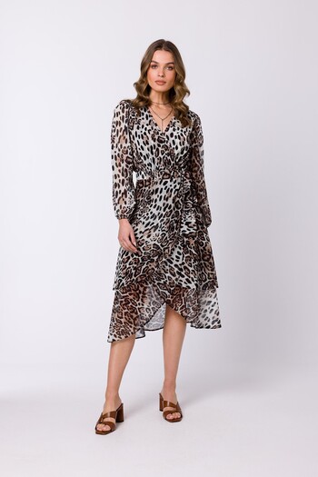 Stylove Chiffon midi wrap dress