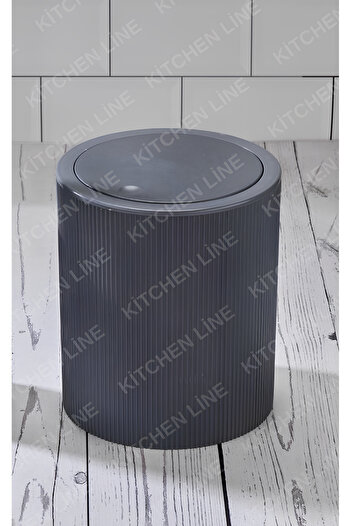 B.A.Y.NUVOLA Round Line Model Plastic 6.5Lt Trash Can Dark Gray