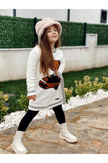 Marka Sensin Kids Girl's Long Teddy Bear Sweater