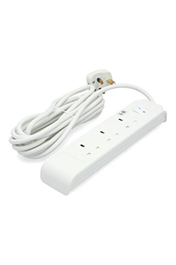 Home Best 2860W 3-Plug Compact Indoor Multiple Cord Extension Set 5m