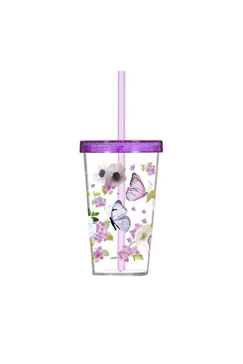 Herevin 660 Cc Patterned Glass with Straw-purple Butterflies