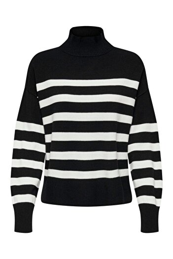 ONLY Turtleneck Striped Black Women's Sweater 15325320