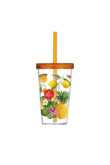 Herevin 660 Cc Patterned Glass with Straw - fruits