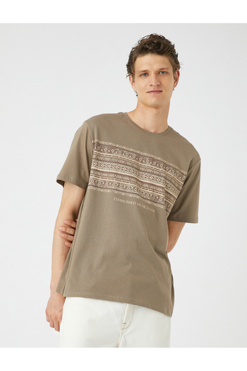 Koton Basic T-Shirt Crew Neck Ethnic Printed Short Sleeve