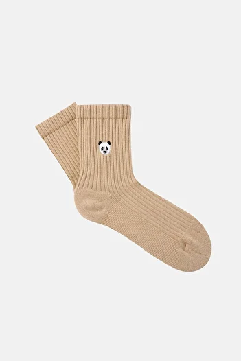 WWF Market Panda Towel Socks - Latte