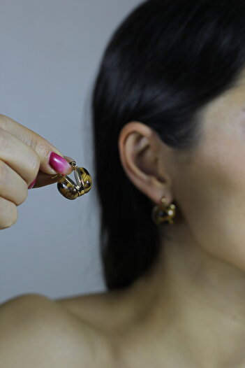 homet Leopard Print Brass Hoop Earrings