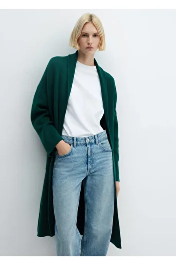 MANGO Woman Oversize knitwear coat with pockets