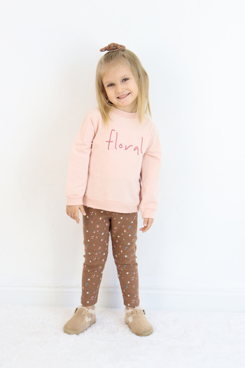 Pijamella Girls' Embroidered 2-Piece Set Oversize Sweatshirt Top-Lycra Leggings