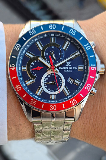 Daniel Klein Exclusive Dual Time Waterproof Men's Wrist Watch - with 12/24 Hours Calendar