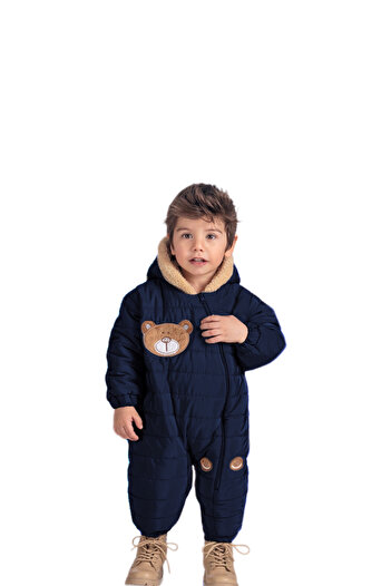 Merfer Astronaut and Cosmonaut Patterned Hooded Baby Romper - Winter Coat