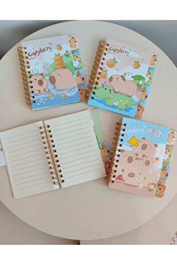 senacacollection 1 Pcs A6 Capybara with Teddy Bear Bookmark Spiral Notebook Notepad Lined Notebook